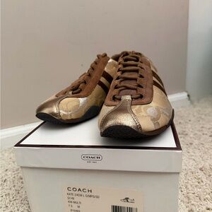 Coach Women's Kate Sneakers - Gold and Brown